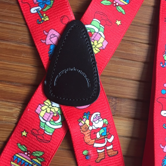 Christmas Holiday Suspenders. Silver hardware. EUC - Picture 2 of 8